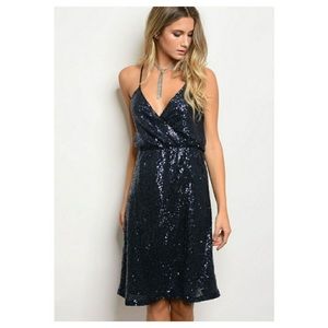 Navy sequin sparkle dress